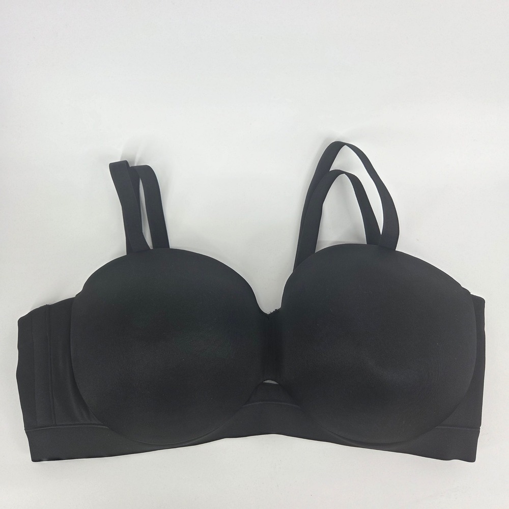 Cacique Comfort Bliss Strapless Bra 44DD Black Convertible Padded Underwire